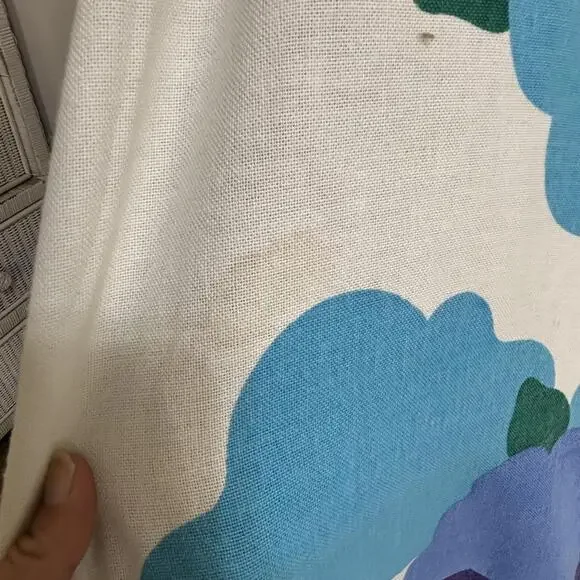 Vtg 60s/70s linen flower power bedspread? Fabric? King size - Picture 6 of 6